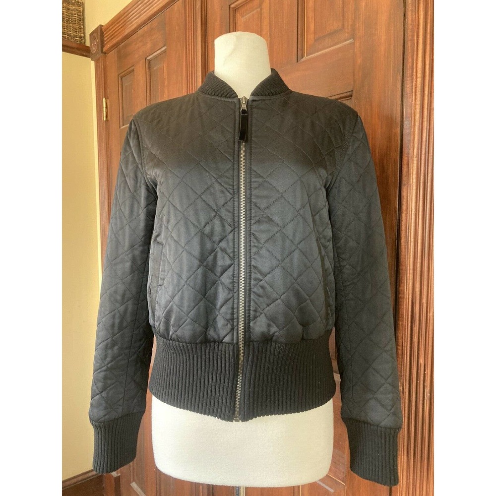 Authentic Theory Quilted Black Jacket Large Wool Trim